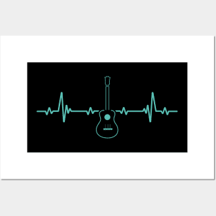 Guitar Player Heartbeat Shirt Music Lovers Guitar Instrument Posters and Art